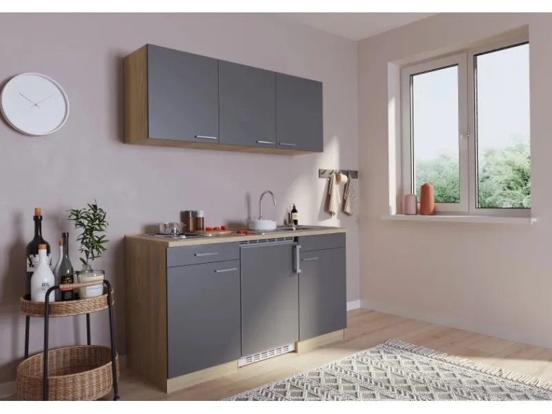 Respekta Miniküchen|Single-Küchen<Miniküche KB150ESG 150 cm Grau