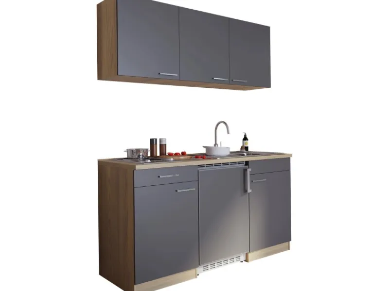 Respekta Miniküchen|Single-Küchen<Miniküche KB150ESG 150 cm Grau