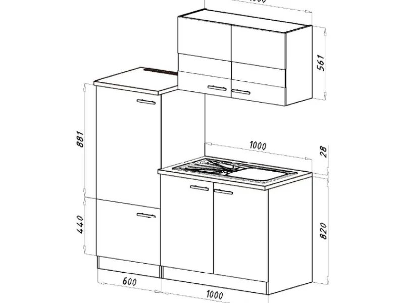 Sale Respekta Miniküche KB160ESG 160 cm -Eiche Sonoma Sägerau Nachbildung Grau
