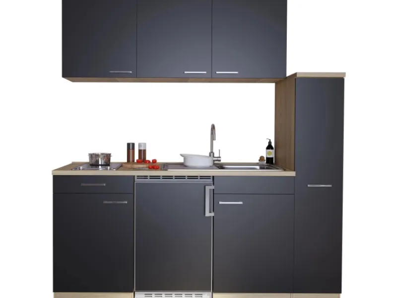 Respekta Miniküche KB180ESSC 180 cm Schwarz< Miniküchen|Single-Küchen