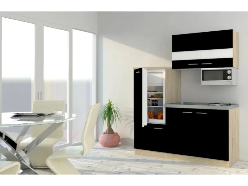Respekta Miniküche KB160ESSMI 160 cm -Eiche Sonoma Nachbildung Mikrowelle< Single-Küchen|Miniküchen