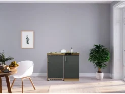 Respekta Miniküche MK100ESGC 100 cm -Eiche Sägerau Nachbildung< Pantryküchen|Miniküchen