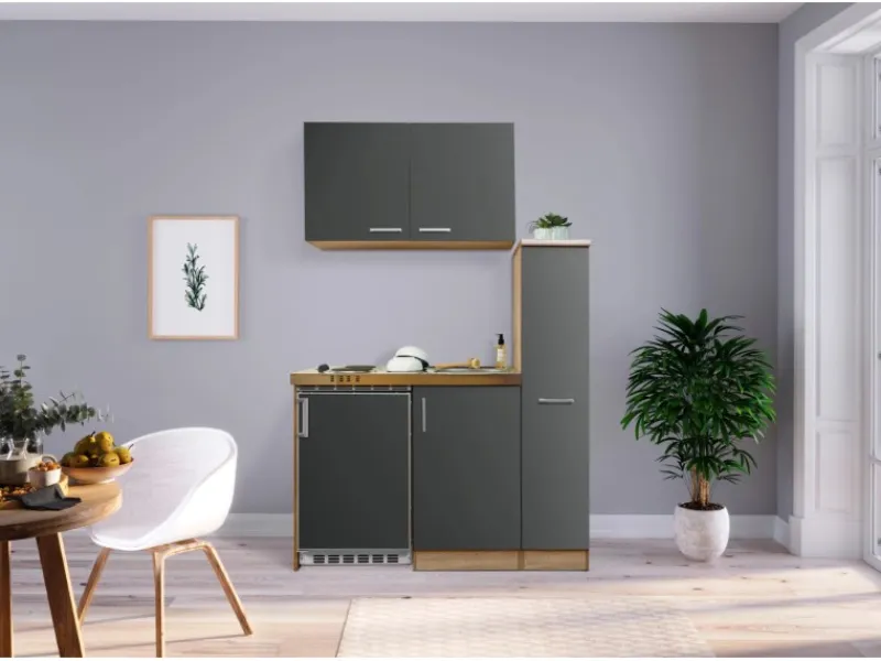 Respekta Miniküche MK130ESGOS 130 cm -Eiche Sägerau Nachbildung< Pantryküchen|Miniküchen