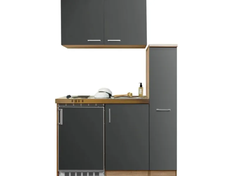 Respekta Miniküche MK130ESGOS 130 cm -Eiche Sägerau Nachbildung< Pantryküchen|Miniküchen