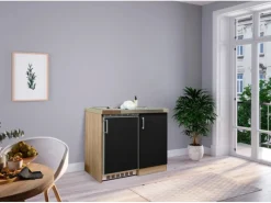 Respekta Miniküche MK100ESSC 100 cm -Eiche Sägerau Nachbildung< Pantryküchen|Miniküchen