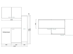 Hot Respekta Miniküche MK130ESSOSC 130 cm -Eiche Sägerau Nachbildung Schwarz