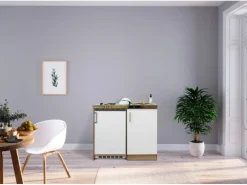 Respekta Miniküche MK100ESW 100 cm -Eiche Sägerau Nachbildung< Single-Küchen|Pantryküchen