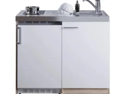 Respekta Miniküche MK100ESWC 100 cm -Eiche Sägerau Nachbildung< Miniküchen|Pantryküchen