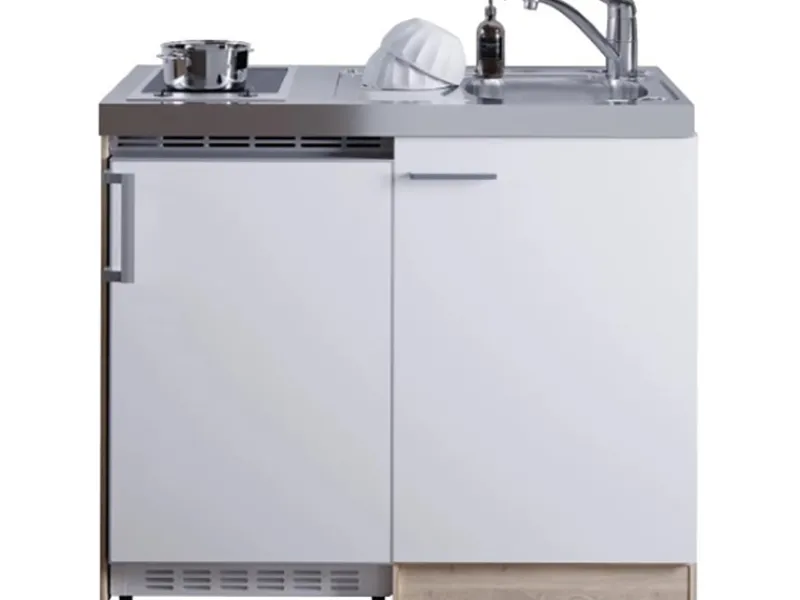 Respekta Miniküche MK100ESWC 100 cm -Eiche Sägerau Nachbildung< Miniküchen|Pantryküchen