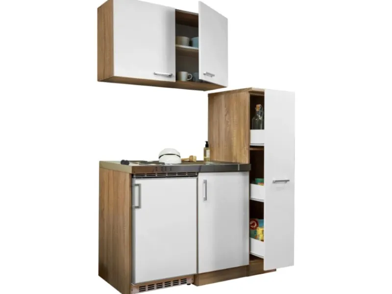 Respekta Miniküche MK130ESWOS 130 cm -Eiche Sägerau Nachbildung< Pantryküchen|Miniküchen
