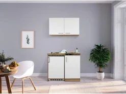 Respekta Miniküche MK100ESWOS 100 cm -Eiche Sägerau Nachbildung< Miniküchen|Pantryküchen