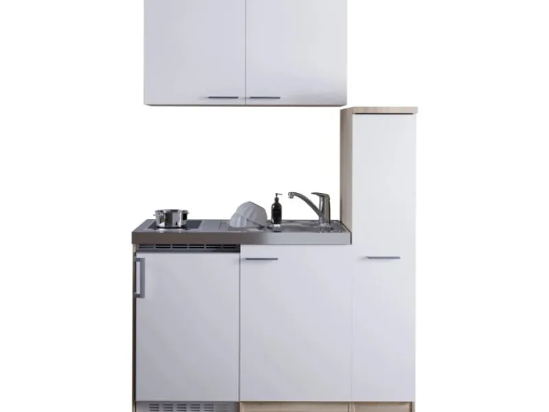 Respekta Miniküche MK130ESWOSC 130 cm -Eiche Sägerau Nachbildung< Pantryküchen|Miniküchen