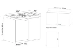 Best Respekta Miniküche MK100ESWOSC 100 cm -Eiche Sägerau Nachbildung Weiß