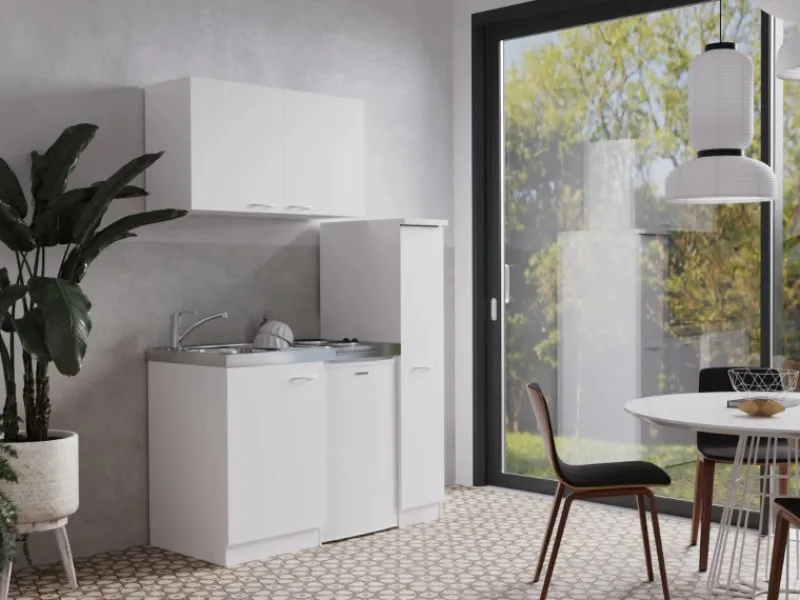 Respekta Miniküche MK130WOS 130 cm Weiß< Single-Küchen|Pantryküchen