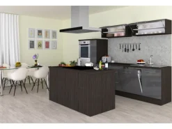 Respekta Premium Inselküche 310 cm -Eiche Grau< Inselhauben|Kücheninseln