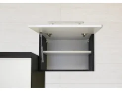 New Respekta Premium Inselküche 310 cm -Eiche Grau Schwarz Hochglanz