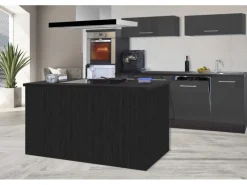 Respekta Premium Inselküche 280 cm -Eiche Grau< Inselhauben|Kücheninseln