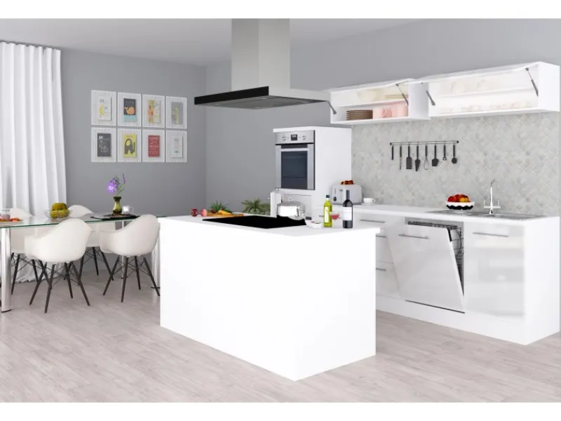 Respekta Premium Inselhauben|Kücheninseln<Inselküche 280 cm Weiß Hochglanz