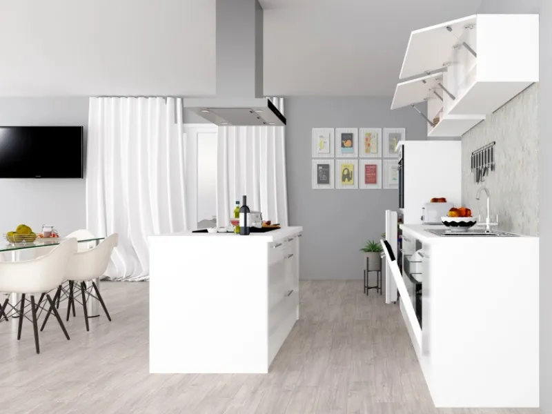 Respekta Premium Inselhauben|Kücheninseln<Inselküche 280 cm Weiß Hochglanz