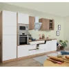 Respekta Einbauküchen<Premium Küchenzeile GLRP345HESWGKEOES Grifflos 345 cm Weiß Eiche NB