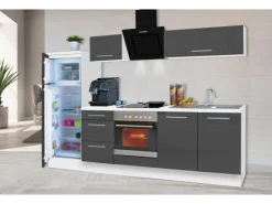 Respekta Premium Küchenzeile 270 cm -Weiß< Kühlschränke|Winkelküchen