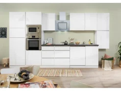 Sale Respekta Premium Küchenzeile GLRP395HWWGKE 395 cm Weiß Hochglanz Hochglanz Weiß