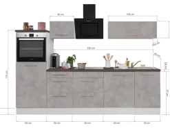 Sale Respekta Premium Küchenzeile Amanda 280 cm  Beton-Optik-Weiß