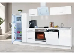Respekta Premium Kühlschränke<Küchenzeile 310 cm Weiß Hochglanz