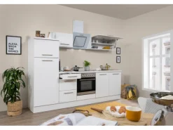 Respekta Premium Küchenzeile 270 cm Weiß Hochglanz< Gefrierschränke|Kühlschränke