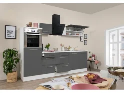 Respekta Premium Kochfelder<Küchenzeile 270 cm Hochbau -Weiß