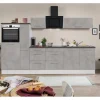Hot Respekta Premium Küchenzeile Amanda 300 cm  Beton-Optik-Weiß