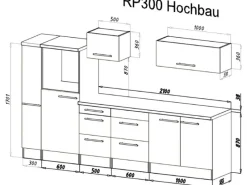 Hot Respekta Premium Küchenzeile Amanda 300 cm  Beton-Optik-Weiß