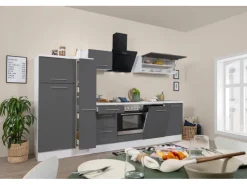 Discount Respekta Premium Küchenzeile 310 cm -Weiß Grau Hochglanz