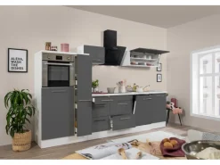 Respekta Premium Küchenzeile 310 cm Hochbau -Weiß< Kühlschränke|Einbauküchen
