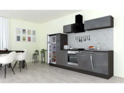 Respekta Premium Küchenzeile 310 cm -Eiche Grau< Kühlschränke|Einbauküchen