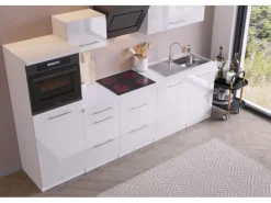 Respekta Premium Küchenzeile RP280HWW42060BS 280 cm Hochglanz Weiß< Winkelküchen