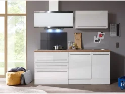 Respekta Premium Küchenzeile 320 cm Weiß Hochglanz< Winkelküchen|Einbauküchen