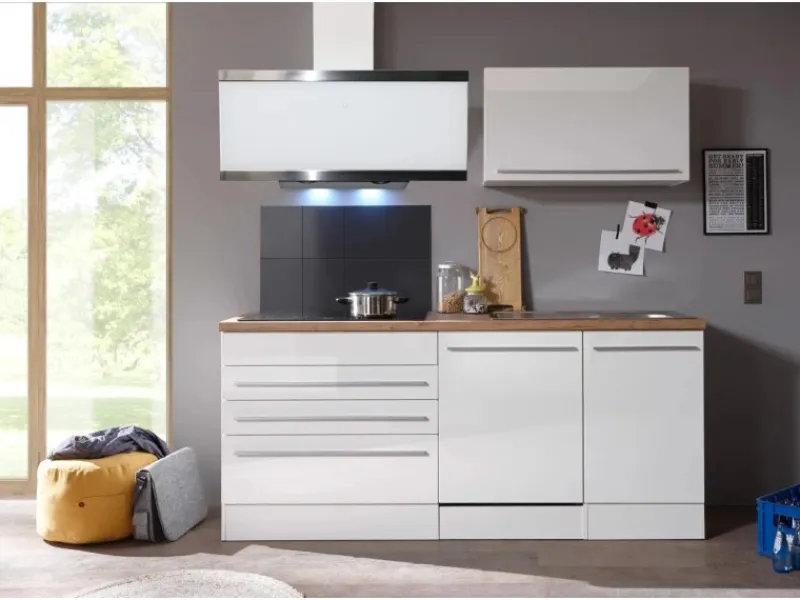 Respekta Premium Küchenzeile 320 cm Weiß Hochglanz< Winkelküchen|Einbauküchen