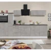 Hot Respekta Premium Küchenzeile Amanda 310 cm  Beton-Optik-Weiß