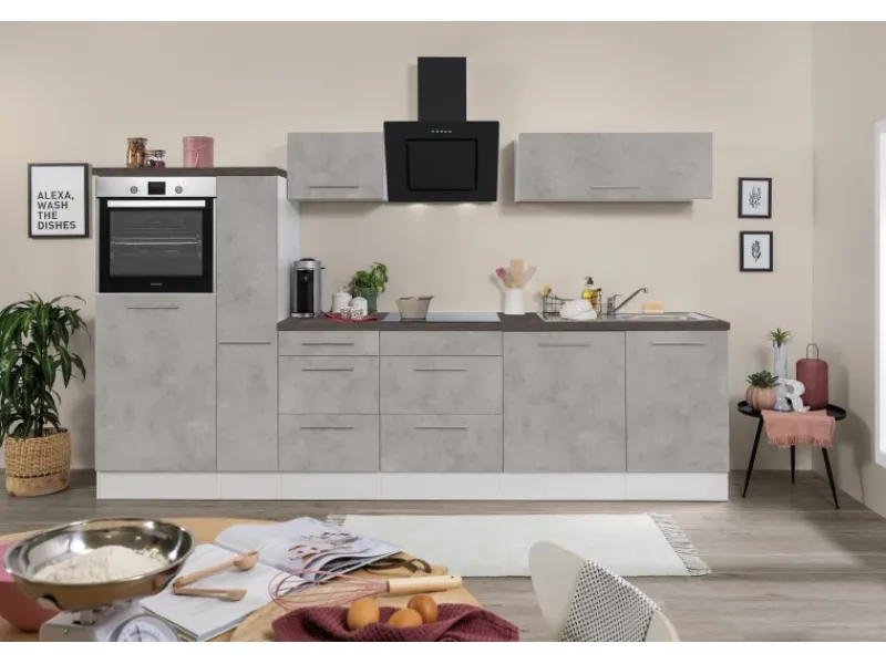 Hot Respekta Premium Küchenzeile Amanda 310 cm Beton-Optik-Weiß