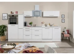 Respekta Premium Küchenzeile 310 cm Hochbau Weiß Hochglanz< Kühlschränke