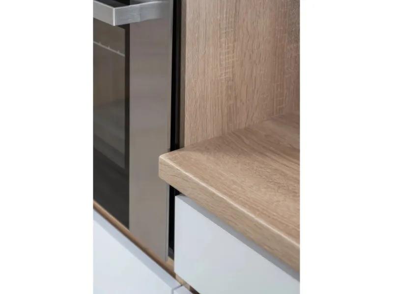 Hot Respekta Premium Küchenzeile Grifflos 445 cm -Eiche Sägerau Weiß Matt