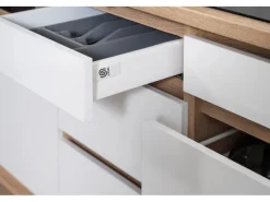 Discount Respekta Premium Küchenzeile Grifflos 395 cm -Eiche Sägerau Weiß Matt