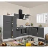 Respekta Premium Winkelküchen|Kühlschränke<Winkelküche RP290WGC 290 x 200 cm Grau Hochglanz-Weiß