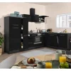 New Respekta Premium Winkelküche RP290ESC 290 x 200 cm Schwarz Hochglanz-Eiche Grau