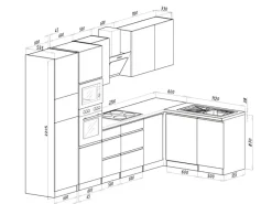 Respekta Premium Winkelküchen|Kühlschränke<Winkelküche Grifflos 345 cm -Weiß