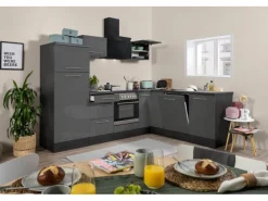 Respekta Premium Winkelküchen|Kochfelder<Winkelküche 260 x 200 cm -Eiche Grau