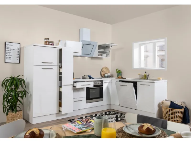 Respekta Premium Winkelküche RP290WWC 290 x 200 cm Weiß Hochglanz-Weiß< Winkelküchen|Einbauküchen
