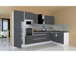 Respekta Premium Winkelküche Grifflos 345 cm -Weiß< Winkelküchen|Kochfelder