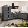 Best Respekta Premium Winkelküche RP290EGC 290 x 200 cm Grau Hochglanz-Eiche Grau